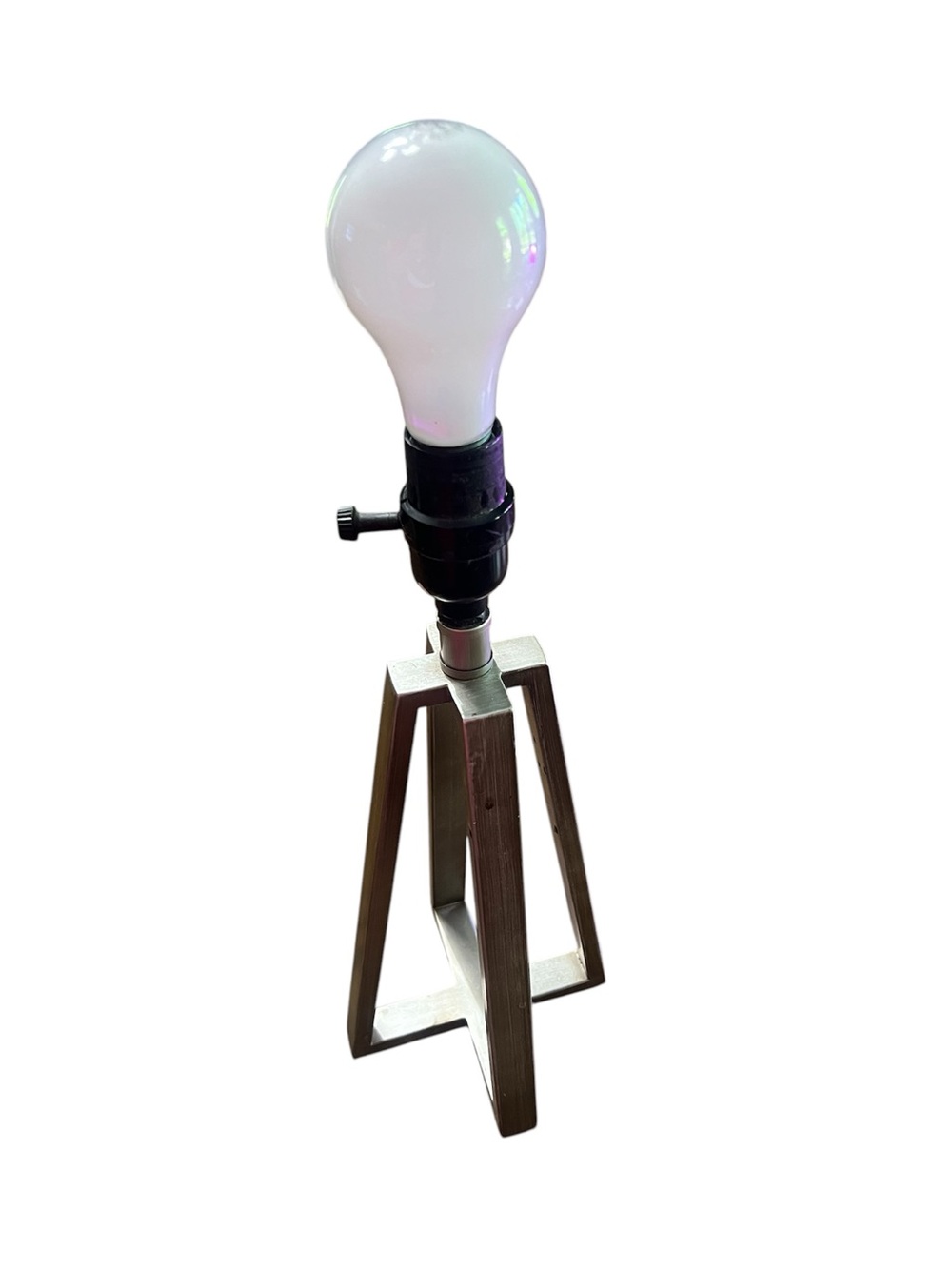 Modern Geometric Table Lamp Matte Silver 14”